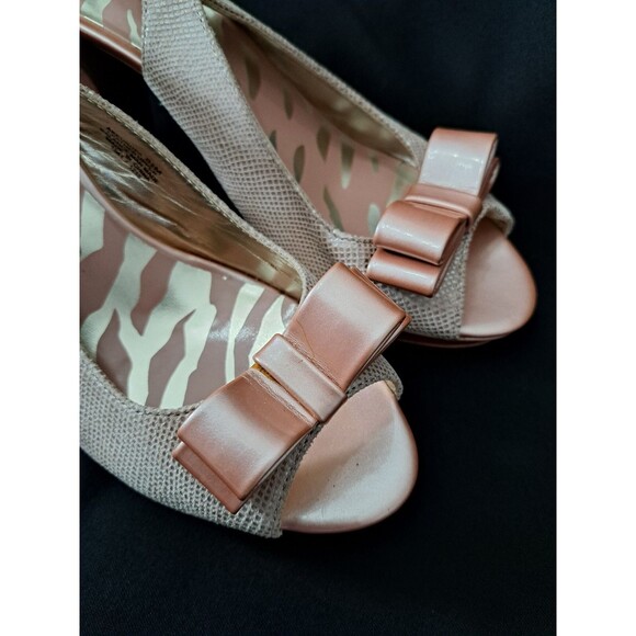 Anne Klein Europa High Heels Akeuropa Pink Peep Toe Bow Slingback Size 8.5 M - Picture 4 of 15